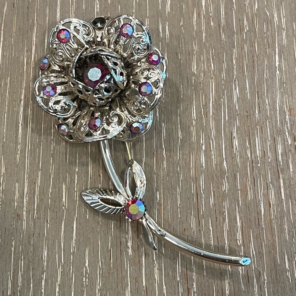 Vintage Swarovski crystal flower brooch